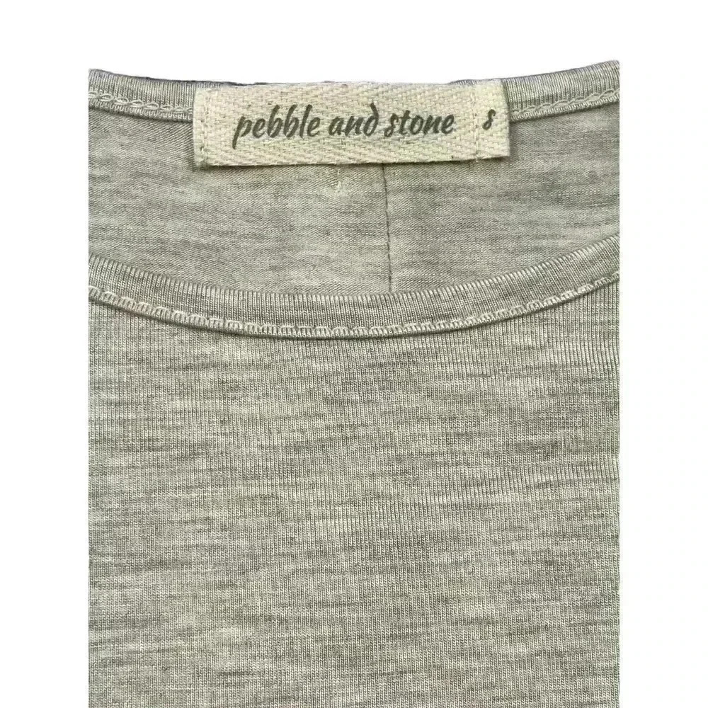 🌼 Anthropologie Pebble & Stone Pleated Hem Button-Back Top (Size Small) - Picture 3 of 4